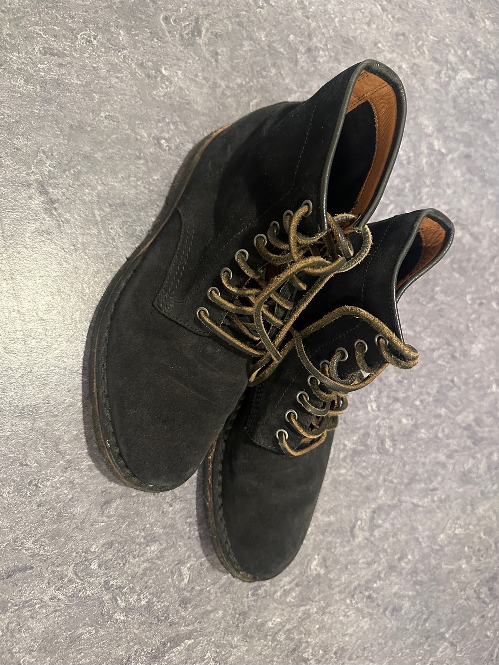 Frye Black Suede Chukka Lace-Up Boots
